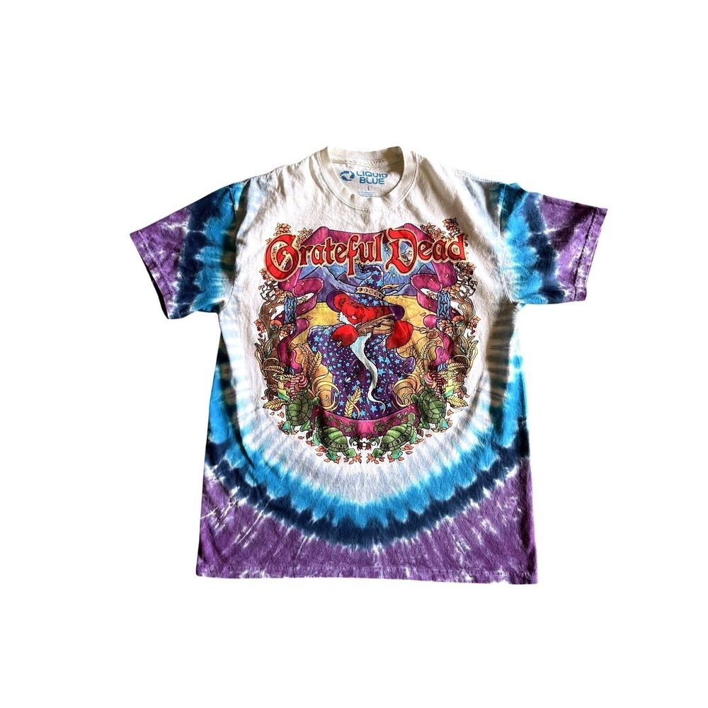 Vintage‎ Grateful Dead Liquid Blue Shirt Mens Large Tie Dye Terrapin Moon 2000